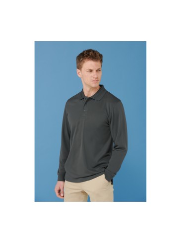 HEN-H478-Polo à manches longues Coolplus® pour homme
